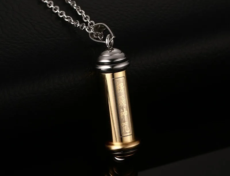 Meaeguet золото-цвет нержавеющая сталь труба подвеска в виде бутылочки парфюма ожерелье для женщин Shurangama ювелирные изделия в стиле буддизма 2" цепь