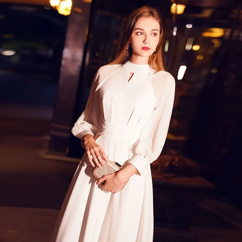Платья для выпускного вечера в мусульманском стиле с длинным рукавом; Vestido de Festa robe de mariee robe; платье для причастия fille; шифоновые вечерние платья