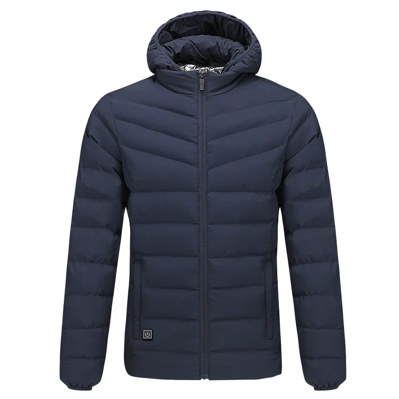 Smart Fever Cotton-padded Clothes Men's USB Charging Hooded Deconstructable Long Sleeve Winter Warm Heating Cotton Coat