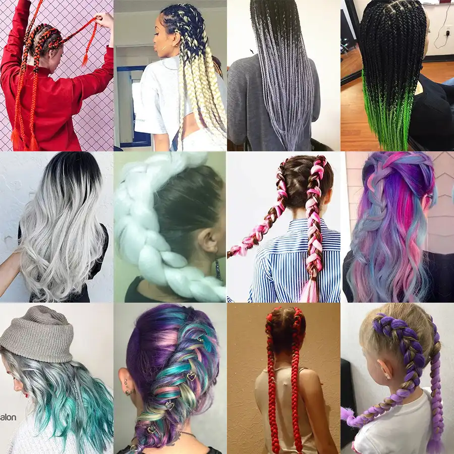 Leeons New Jumbo Braid Hair Hair Extension 24 Rainbow Hair