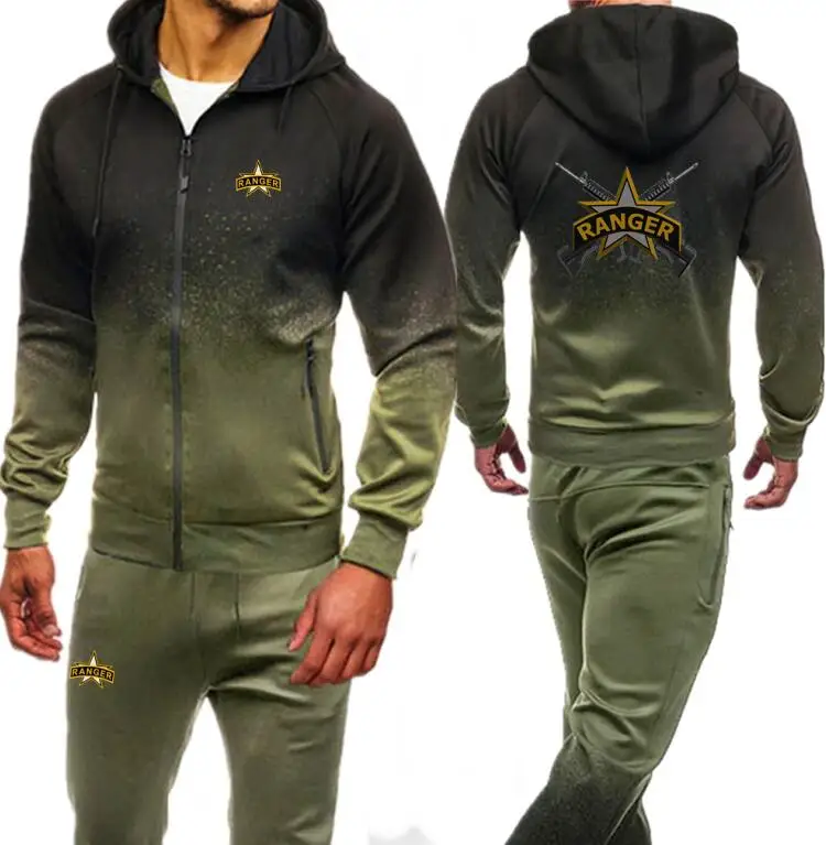 U.S. Army Rangers Print Men's Tracksuits Hoodies+Pants Men Clothing Set Sportswear Autumn Hoodies Zipper Sweatshirts Sporting U.S. Army Rangers Print Men's Tracksuits Hoodies+Pants Men Clothing Set Sportswear Autumn Hoodies Zipper Sweatshirts Sporting