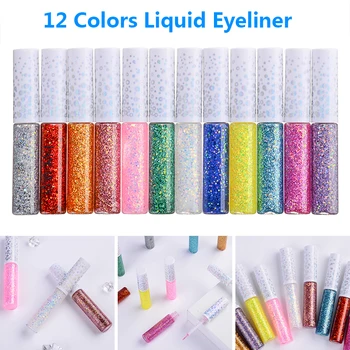 

12Colors/Set Diamond Glitter Liquid Eye Liner Pen Eyeliner Eyeshadow Pencil Makeup Long Lasting Pigment Cosmetic