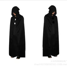 ZOGAA костюм на Хэллоуин, большой плащ смерти, черный плащ дьявола, черный длинный плащ с капюшоном