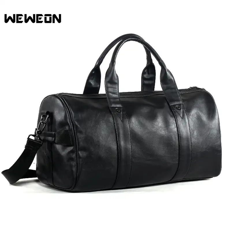 Black leather sports bag Clearance