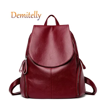 

New Style Leather Ladies Backpack Fashion Soft Leather College Style School Bag Luxury Brand Design Ladies Backpack Travel Bag