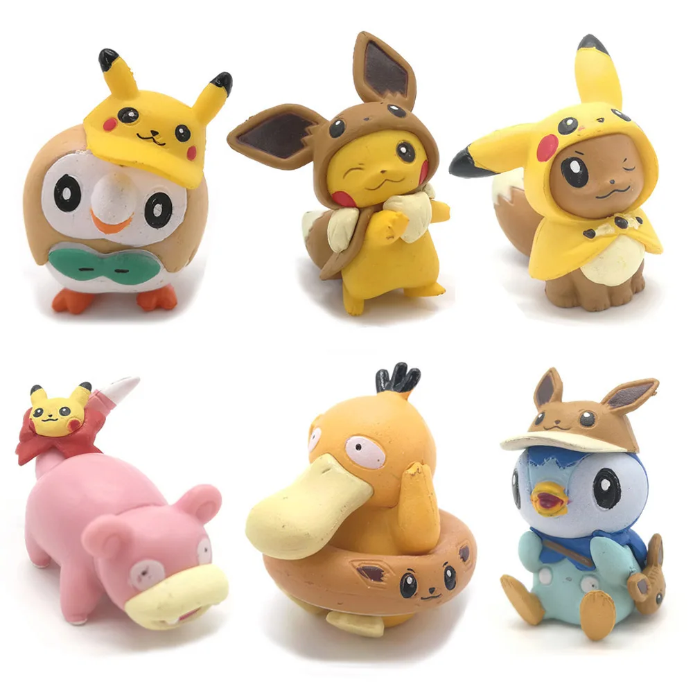

Eevee Pikachu Psyduck Slowpoke Rowlet Piplup Action Figure Toy 4cm PVC Model Toys For Kids Birthday Christmas Gift