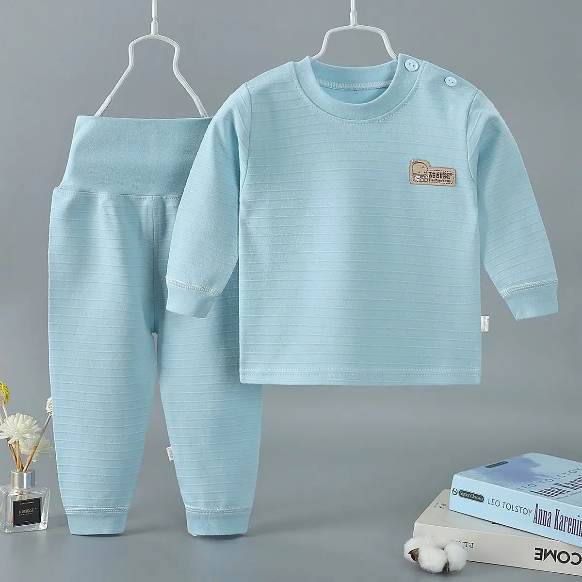 Spring Autumn Children's Sleepwear Suits Pullover Tees Pants 2-Pieces Set Pyjama Clothes Stripe Baby Kids Boy Girl Pajamas 0-4Y cute pajama sets	 Sleepwear & Robes