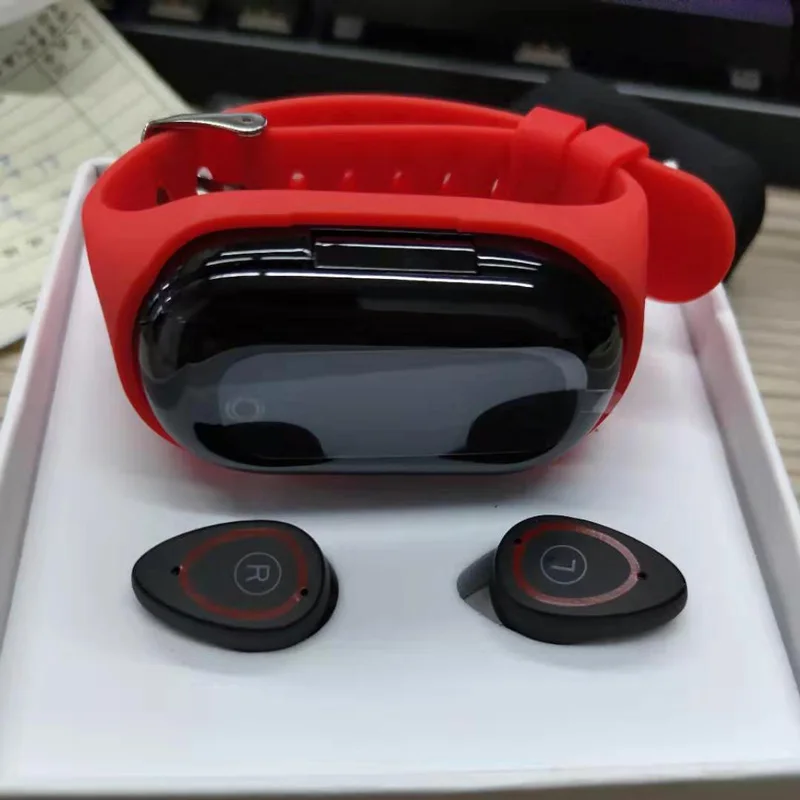 M1 color screen smart bracelet Bluetooth headset 2 in 1 wristband sleep heart rate blood pressure monitor with music headphones 