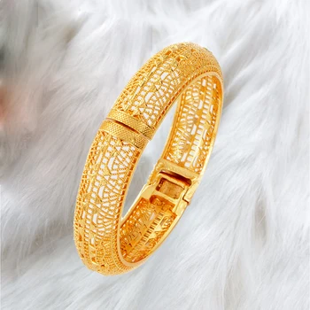 

1PCS Trendy Ethiopian Middlle East Wedding Bride Gift Dubai Bangles For Women Africa Jewelry Gold color Bangle&Bracelet