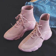 Bjakin/розовые женские кроссовки для бега с дышащей сеткой; кроссовки; светильник; спортивная обувь с высоким берцем; обувь для прогулок и бега