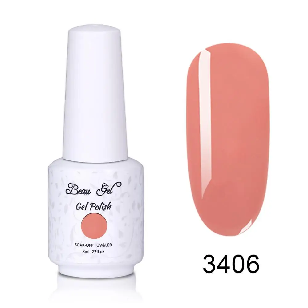 Beau Gel 8ml Nude Color UV Gel Nail Polish Soak Off Vernis Semi Permanent Hybrid Varnish Gellak Enamel Lacquer Jelly Gel Polish - Цвет: 3406