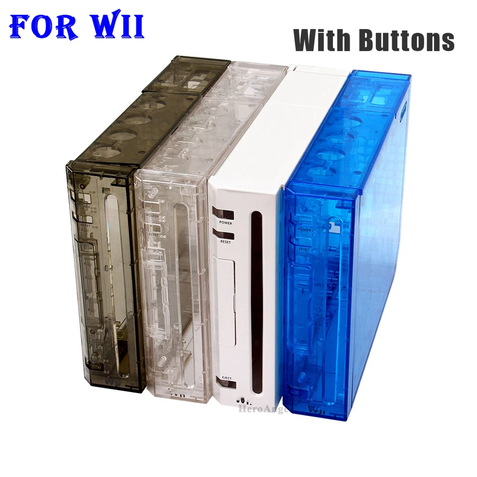 Black White Blue Transparent Color Full Set Housing Case Cover Replacement  for Wii Accessories Game Console with Retail Package