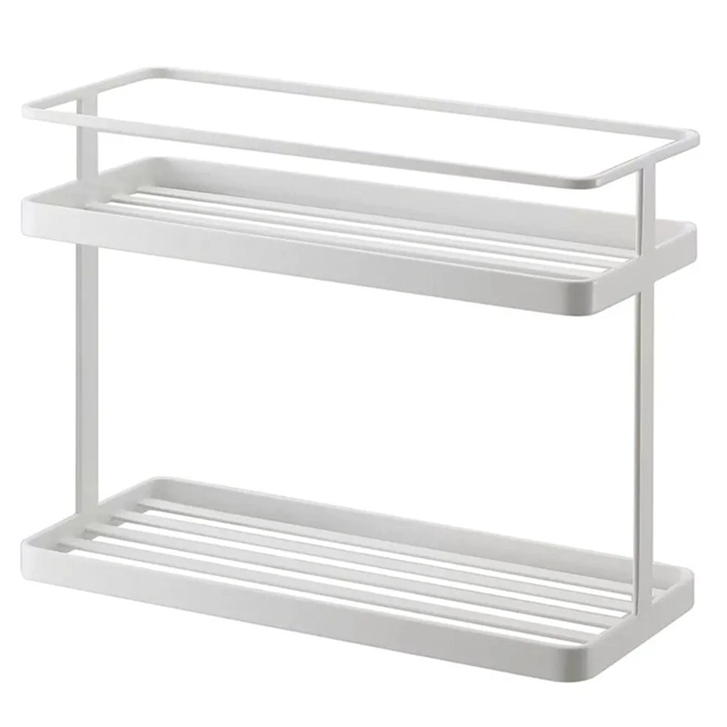 

2-Layers Stainless Steel Storage Rack Spice Condiment Basket Desk Organizer Kitchen Bathroom Storage Holder Rack Shelf