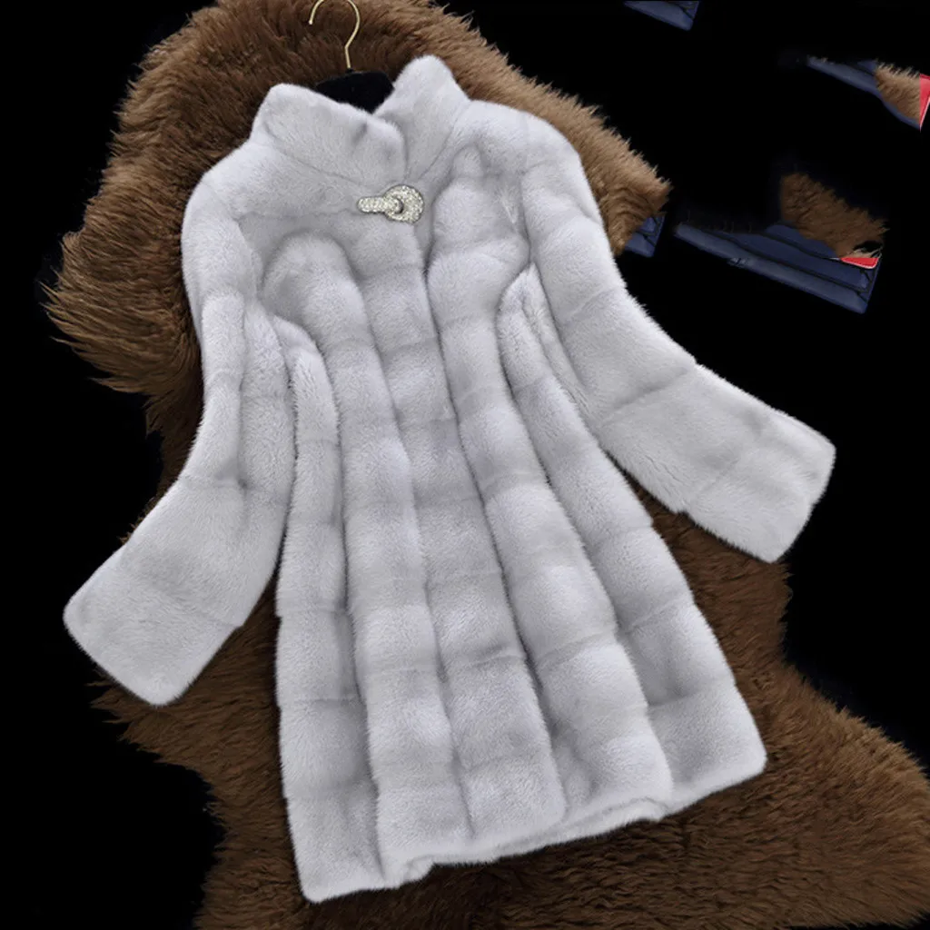 KANCOOLD, женское модное длинное пальто до колена, Женская винтажная куртка из искусственного меха, верхняя одежда с отворотом, длинная ветрозащитная и теплая ткань высокого качества