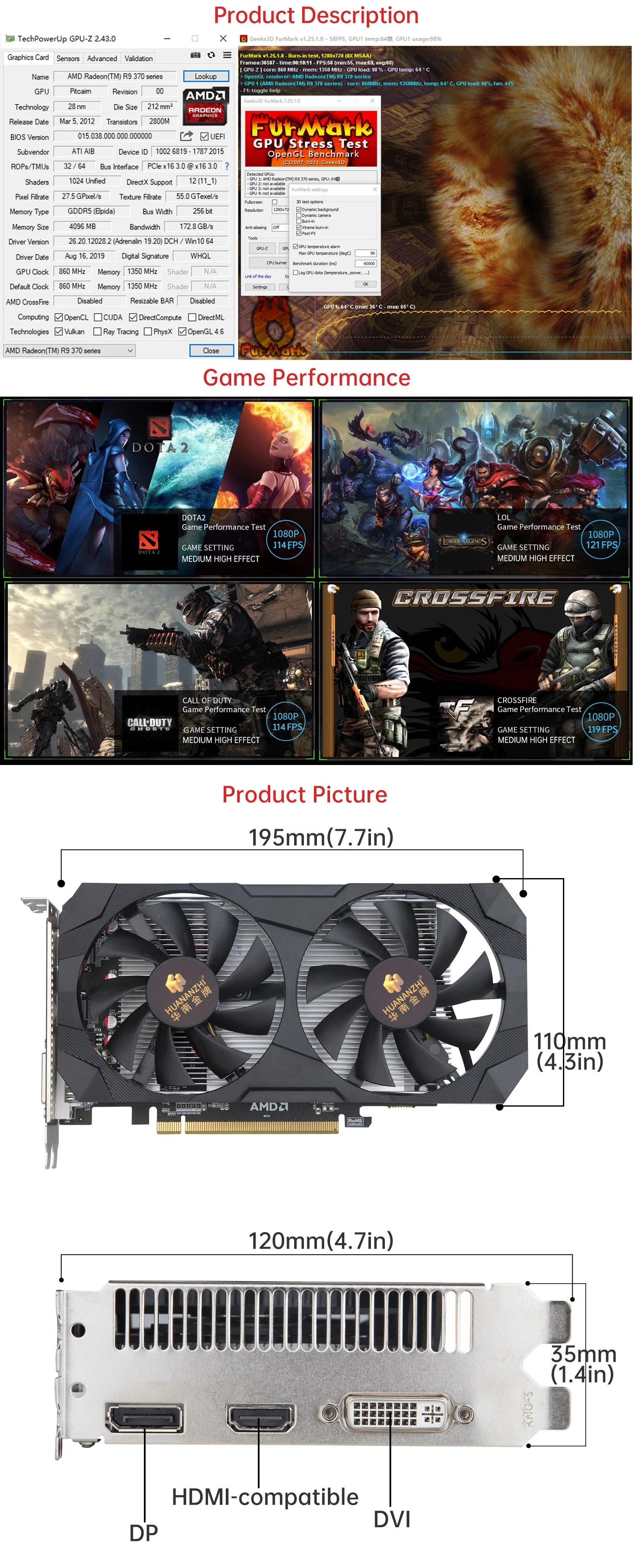 HUANANZHI GTX 1060 1050TI 960 760 650 2G 4G 6G Graphics Card RX 550 560 4G GDDR4 GDDR5 VGA HDMI-Compatibl Video Cards