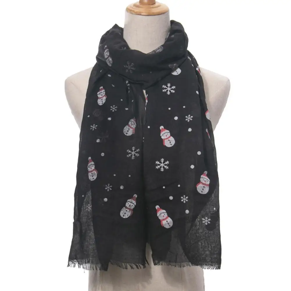 

Fashion Women Christmas Elk Print Warm Winter Snowflake Scarf and and Delicate Gift Comfortable Warm Festive Q3E8