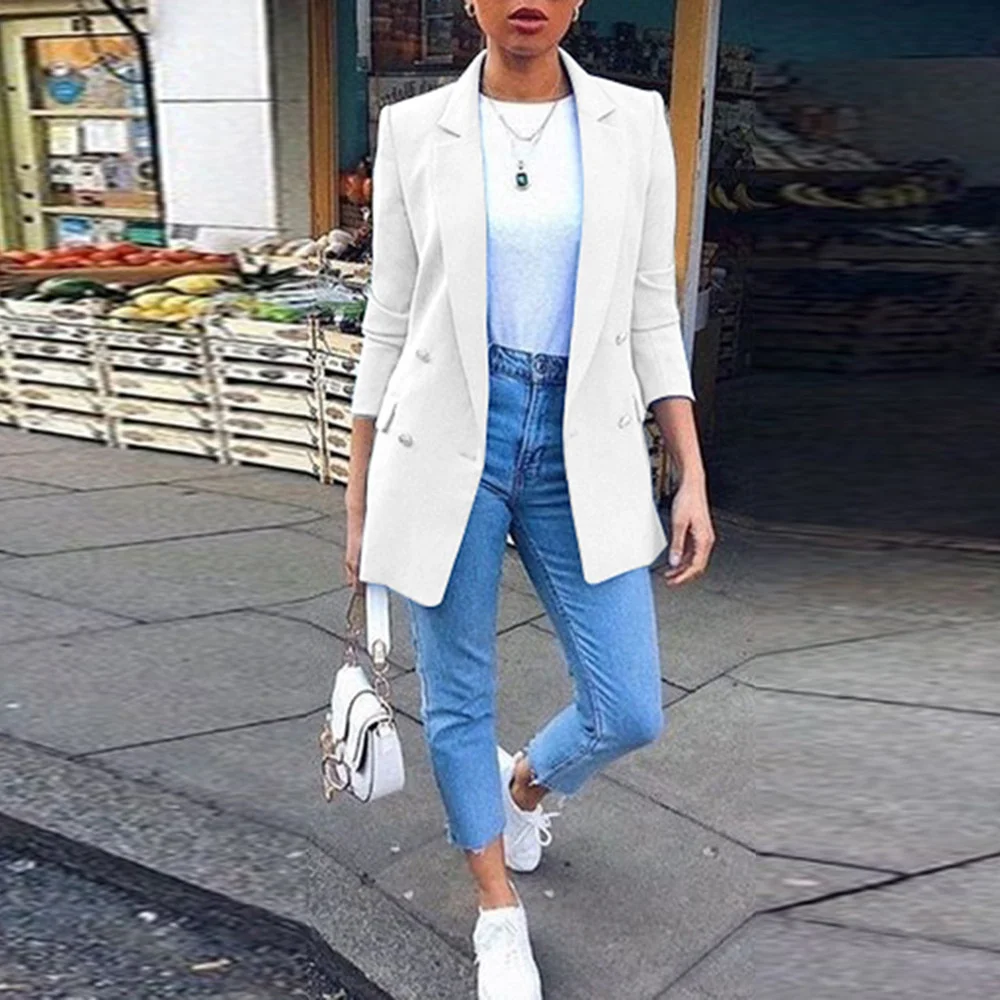 sweat suits women Women's Blazer Casual Long Sleeve Blazers Open Front Lapel Cardigan Blazer Jacket Suit Lady Office Overcoat Formal Blazers white pant suit set