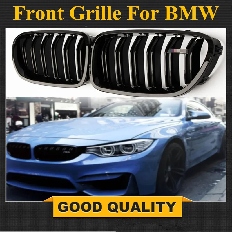 cheap 1 Pair 5 Series F10 Glossy Black Dual Slat M5 Style Front Kidney Grille Grill For BMW F10 520i 523i 525i 530i 535i 2010+