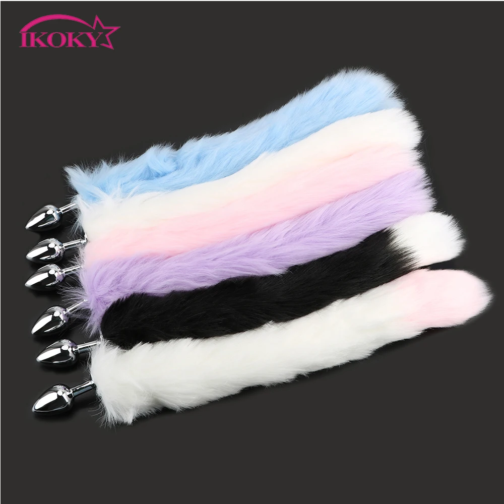 IKOKY Soft Fox Tail Metal Butt Plug With Cat Ears Headbands Anal Cute Adult Game Smooth Touch Sex Toy For Women Men Couples | Красота и