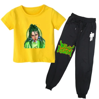 

Billie Eilish Kids Baby Boy Girl T-shirt Tops+Long Pants 2pcs Trousers Outfits Clothing Set Spring Summer Children's Suits Shirt