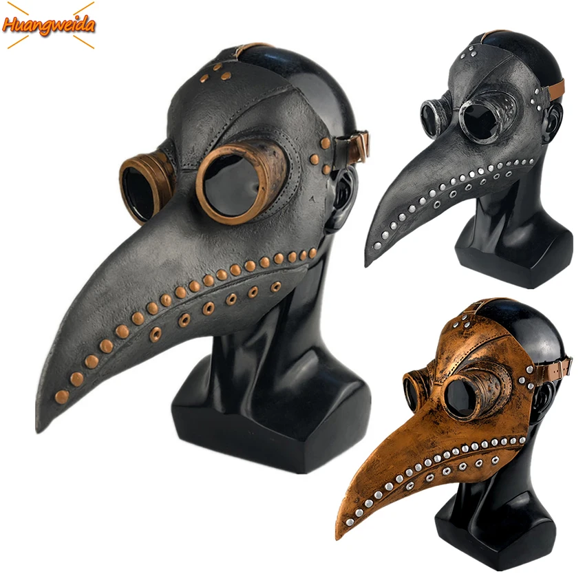 

Latex Plague Doctor Masks Halloween Cosplay Steam Punks Medieval Black Death Plague Doctor Mask Carnival Party Steampunk