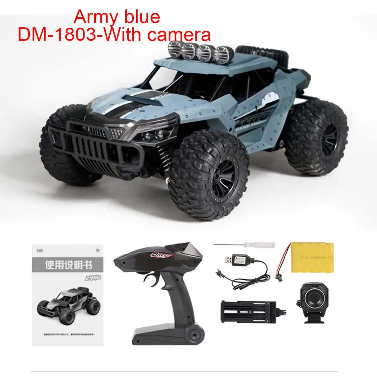 blue with camera 25 км/ч Электрический скоростной гоночный Радиоуправляемый автомобиль с Wi-Fi FPV 720P камерой HD 1:18 Радио пульт дистанционного управления подъем внедорожный Багги~ Грузовики Игрушки - Цвет: blue with camera