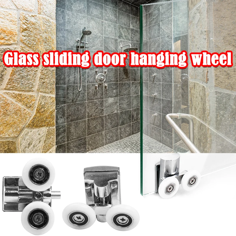 4PCS Zinc Alloy Shower Door Runners Rollers Top And Bottom Sliding