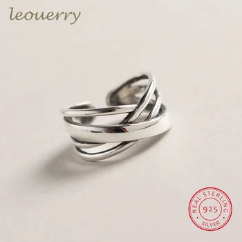 

Leouerry 925 Sterling Silver Rings for Women Irregular Multi-layer Twisted Line Winding Design Wide Surface Band Rings Bague