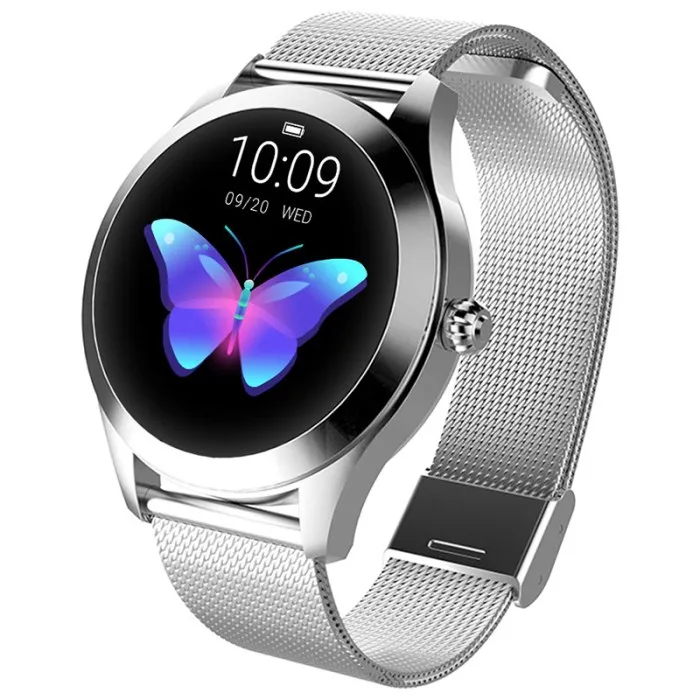 Silver Steel Смарт-часы KingWear KW10, 1,04 дюймов, Bluetooth 4,0, водонепроницаемые женские Смарт-часы с монитором сердечного ритма, напоминание о необходимости двигательной активности - Цвет: Silver Steel