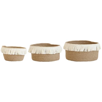 

3Pc Jute Storage Basket Woven Finishing Basket Home Finishing Box Cotton Thread Miscellaneous Logistics Su Storage Box
