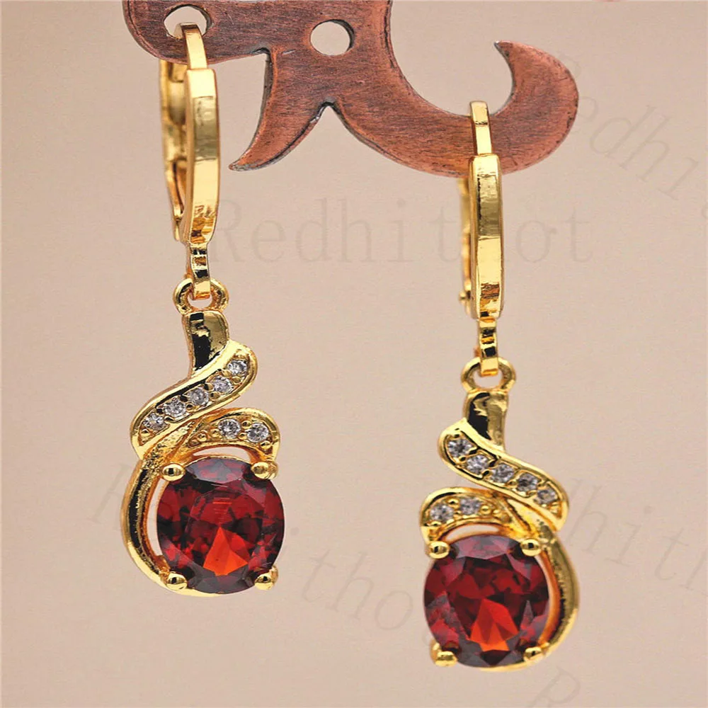 

Luxury Drop Earrings for Women's earrings Gold Filled Red Waterdrop Drop Earring Trendy Jewelry for Wedding accessories Gift