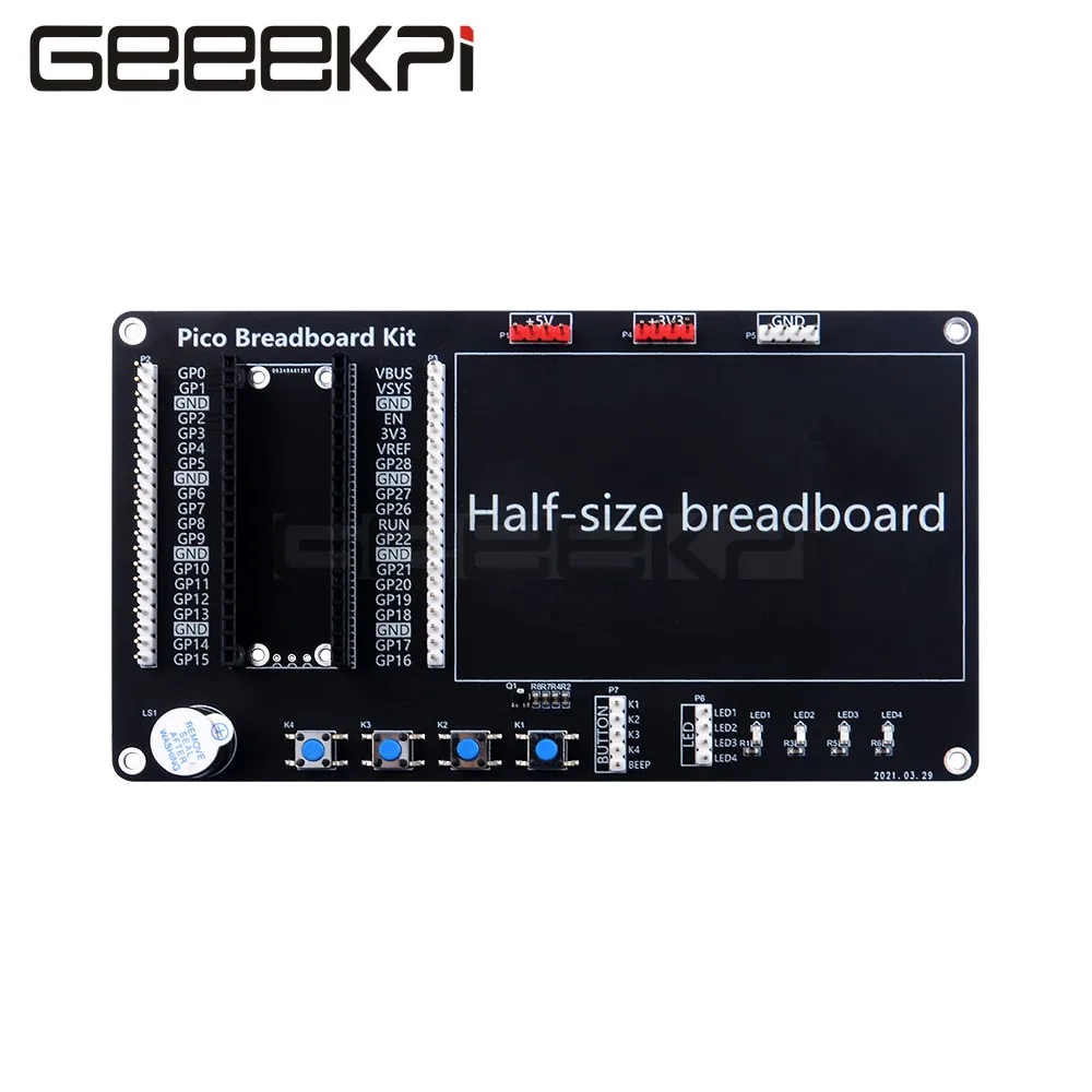 Raspberry Pi Pico/Pico W Breakout Breadboard Kit Support LED Lights Buttons Buzzer