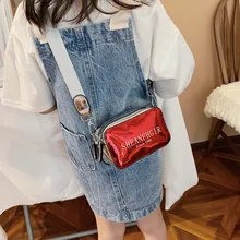 Детские модные сумки-мессенджеры для маленьких девочек, мини кожаная квадратная сумка, детская стильная блестящая сумка на плечо из искусственной кожи, Детская сумка с двойной молнией