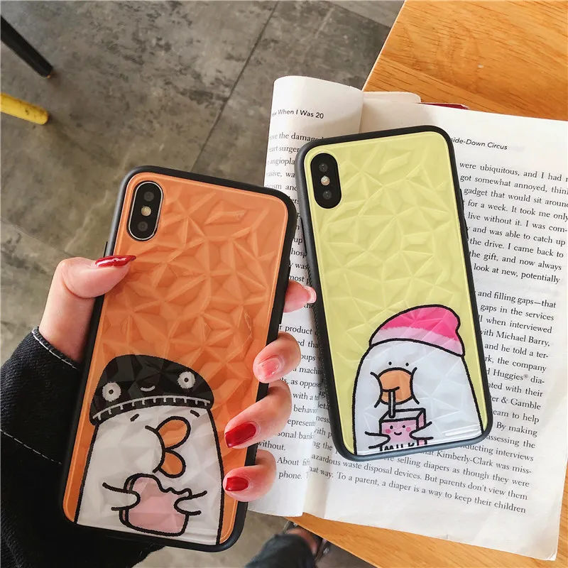 Cartoon Foodie Duck Diamond Pattern iphonexs MAX Phone Case iPhone 8/7plus Creative Shatter-resistant XR6 Applicable