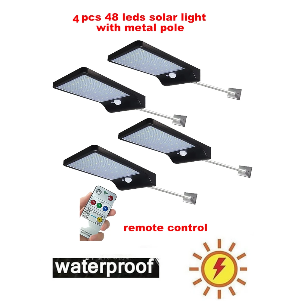 

2/4pcs Super bright Solar Light 48 LED Wall Lamp IP65 Waterproof Intelligent Garden Light Outdoor Fence Yard Lamps Lawn Path Dec