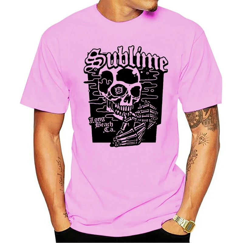 

2020 NEW T Shirt Sublime Black Skull Band Logo Official Mens White