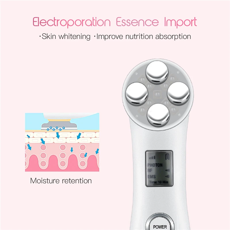 EMS Mesotherapy RF Radio Frequency Facial Beauty Massager + Ultrasoic Skin Scrubber Deep Face Cleaning Nano Mister Face Sprayer