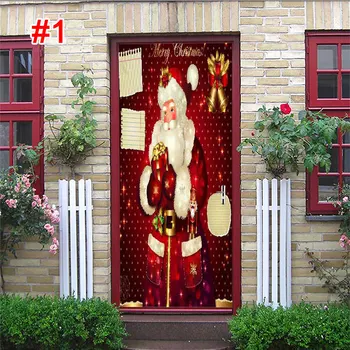 

Christmas Doorpaper 200*77CM Background Home Decoration Santa Claus Christmas Wall Sticker Cartoon PVC Removable