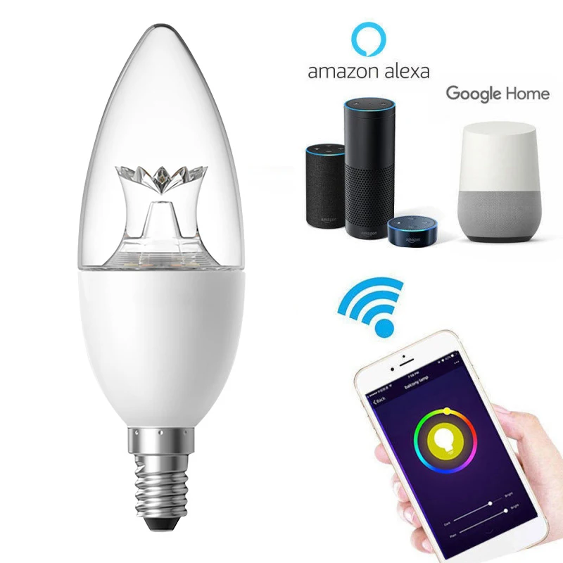 Светодиодная лампочка Smart Life с Wi Fi приглушаемый светильник дистанционным