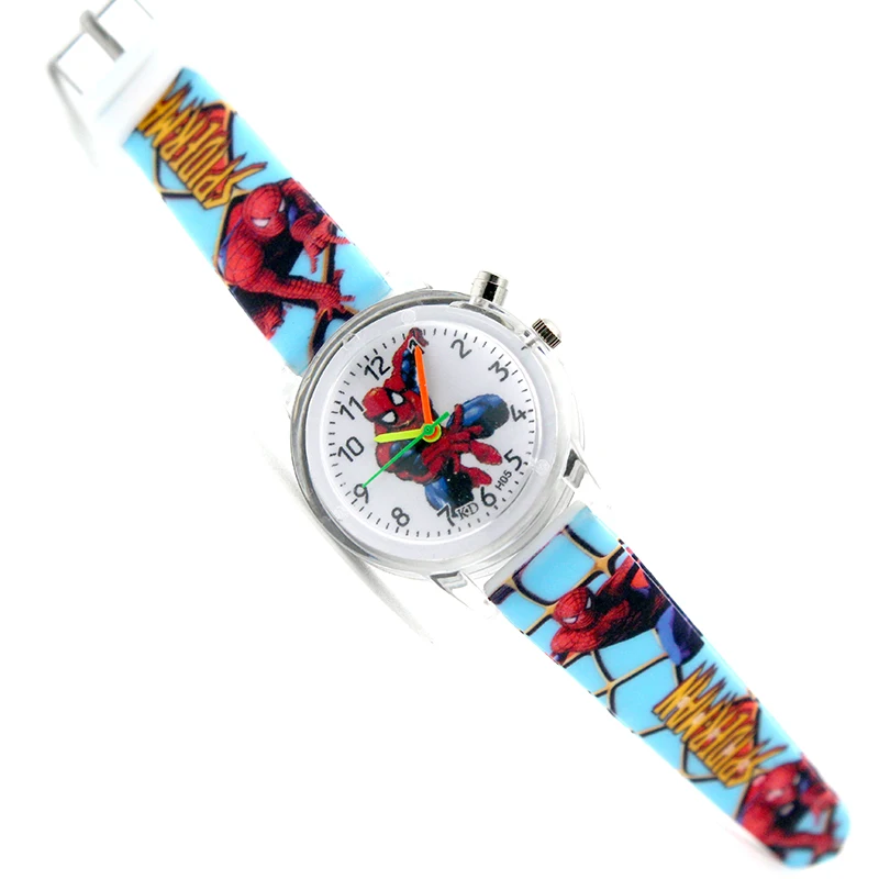 Disney Frozen Princess Spiderman Cartoon Children's Watch Silicone Belt flash Quartz wristwatch kids watches birthday gifts