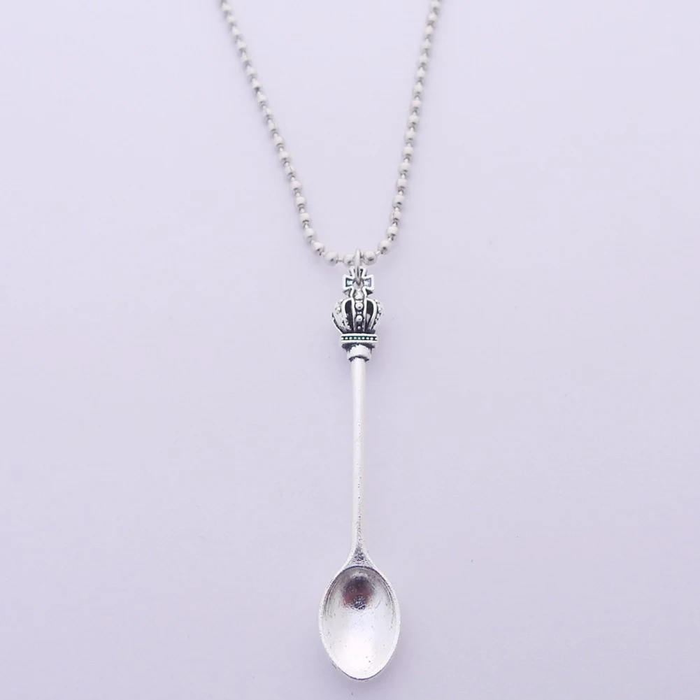 Women's Necklace Crown Mini Tea Spoon Pendants Brand Designer Necklace