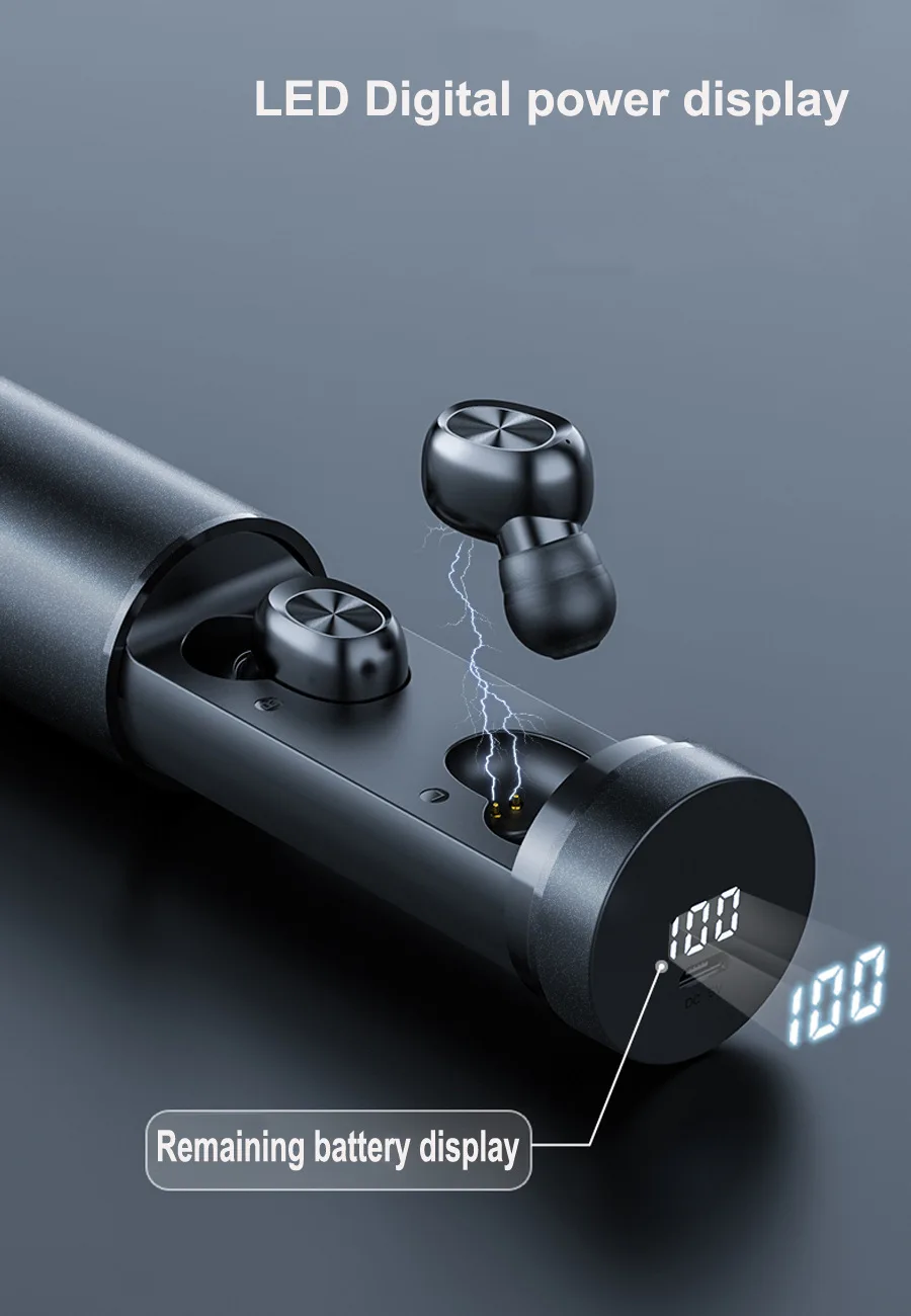 ZK30 Pull out Wireless headphones Bluetooth 5 0 Earphones Sport Waterproof TWS Headset Metal Touch Music with charging box mic