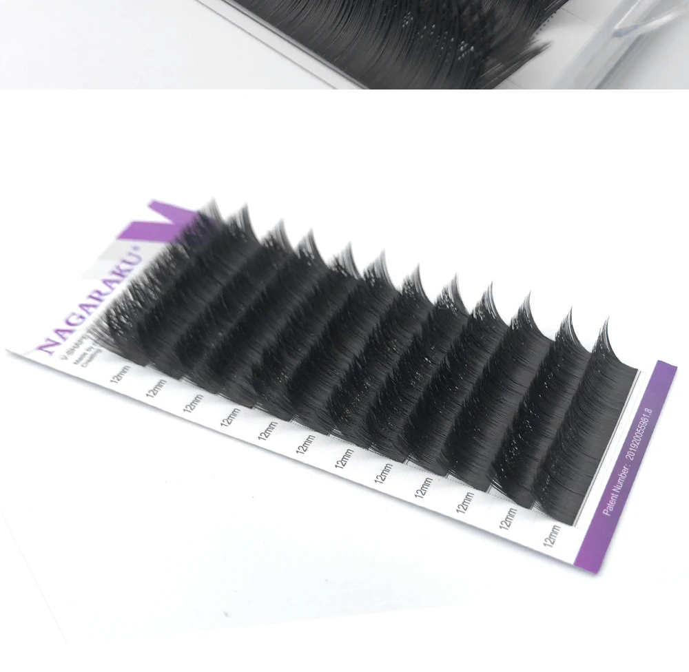 NAGARAKU 5 Cases Lot V-Shape Ellipse Flat Split Tips Eyelash Extension Weaving Progress Double Tips Easy-fans Eyelash Super Soft