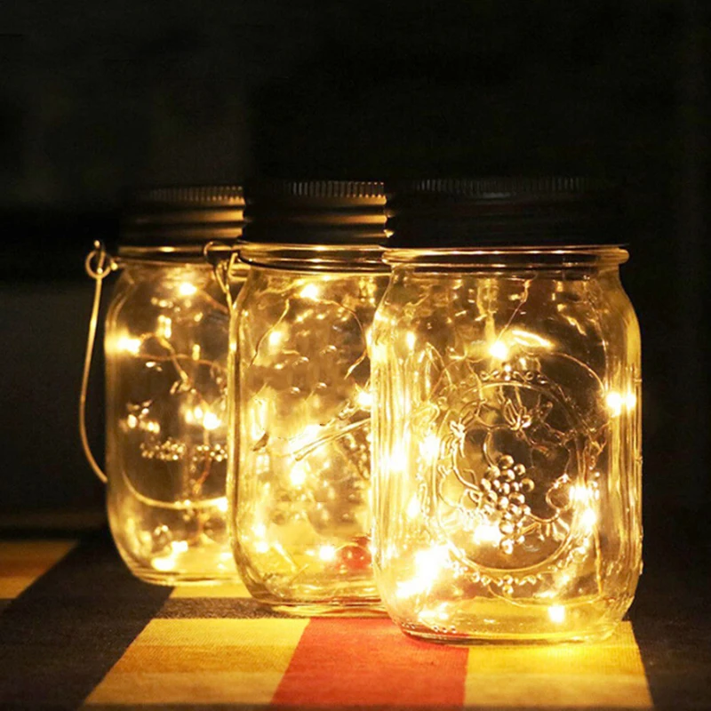 Солнечный датчик Mason Jar светильник s светодиодный Сказочный светильник патио дорожки вечерние свадебные Декор
