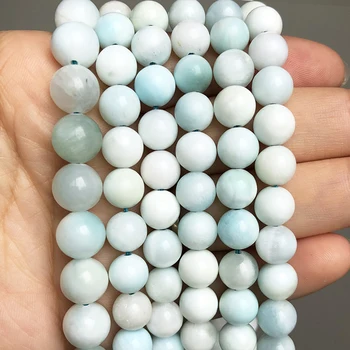 

Natural Larimar Stone Beads Smooth Round Loose Spacer Beads For DIY Jewelry Making Bracelet Accessories 15'' Pick Size 6 8 10mm