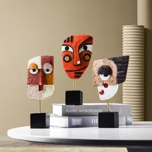 Home Decoration Abstract Face Art Statue Ornaments Modern Statue Vase Figurines For Interior Living Room Wine TV Cabinet Crafts