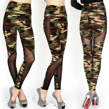 

New Fashion Casual Everyday Women Ladies Fashion Pants Mesh High Waist Butt Lift Fitness Running Trousers Camouflage Trousers