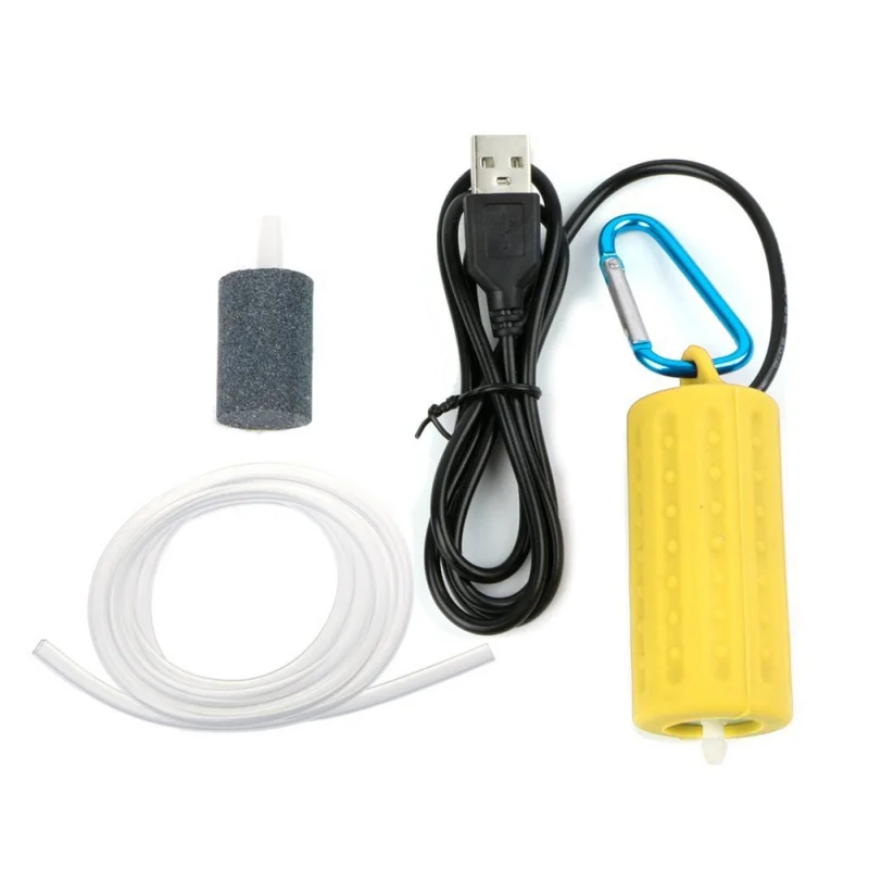Функция Ультра тихий высокоэнергоэффективный USB мини аквариумный фильтр для рыбалки кислородный воздушный насос - Цвет: Цвет: желтый