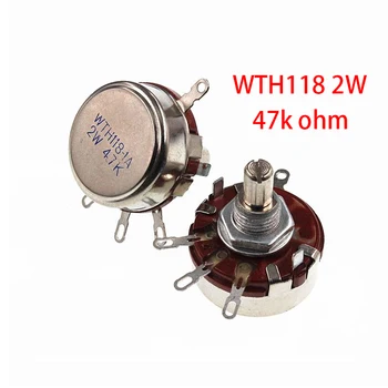

5PCS WTH118 2W 1A Potentiometer 47k ohm WTH118-2W Round Shaft Carbon Rotary Taper Potentiometer