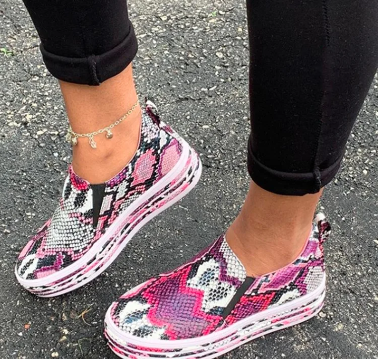

Litthing Spring Women Snake Printing PU Leather Vulcanized Shoes Lace up Female Sneakers Platform Woman Shoes Walking Footwear